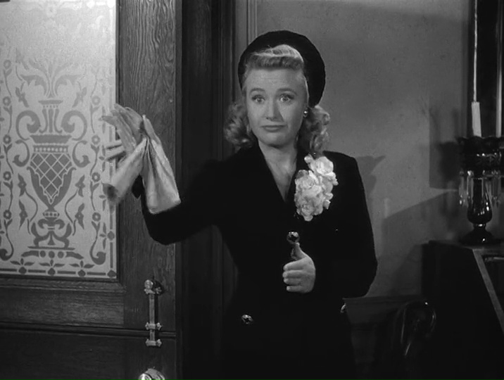 Priscilla Lane como Elaine Harper Brewster en 'Arsénico por compasión' (1944, Frank Capra)