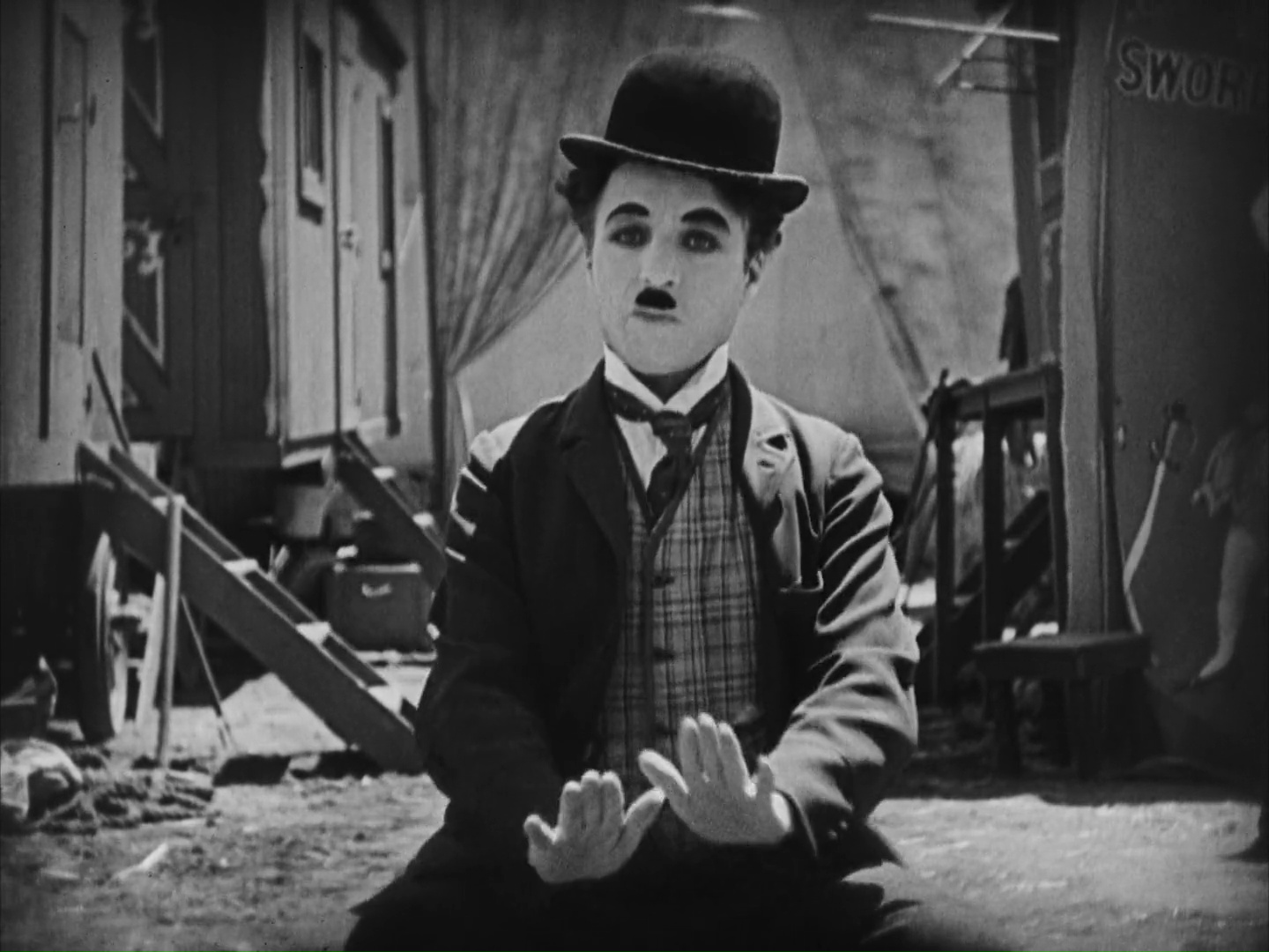 Charles Chaplin (el vagabundo) en 'El circo' (1928, Charles Chaplin)